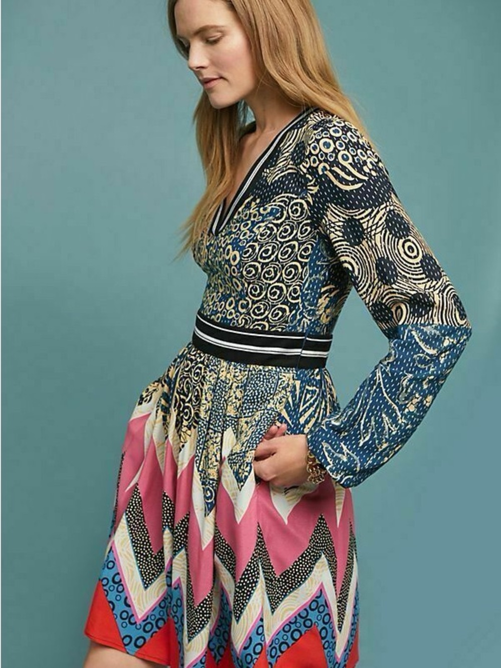 Maeve Anthropologie Sporty Chevron Dress